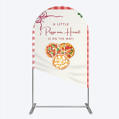 Lofaris A Little Pizza Our Heart is on the Way Arch Backdrop Italian Food Themed Red Gingham Baby Shower Decor