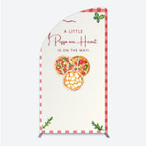 Lofaris A Little Pizza Our Heart is on the Way Half Moon Arch Backdrop Italian Food Themed Red Gingham Baby Shower Decor
