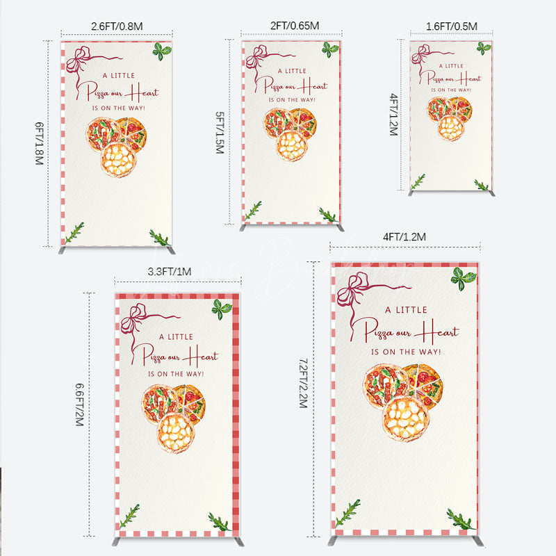 Lofaris A Little Pizza Our Heart is on the Way Rectangle Backdrop Italian Food Themed Red Gingham Baby Shower Decor