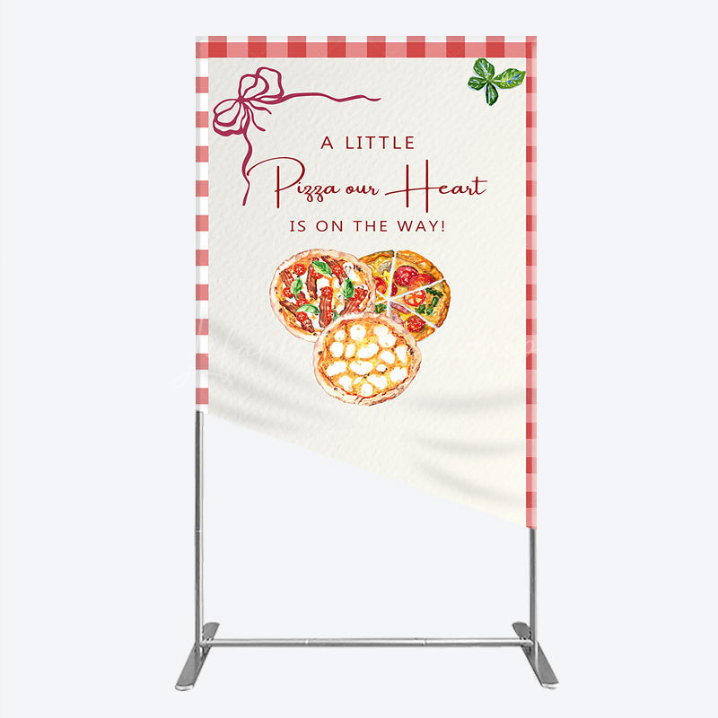 Lofaris A Little Pizza Our Heart is on the Way Rectangle Backdrop Italian Food Themed Red Gingham Baby Shower Decor