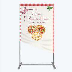 Lofaris A Little Pizza Our Heart is on the Way Rectangle Backdrop Italian Food Themed Red Gingham Baby Shower Decor