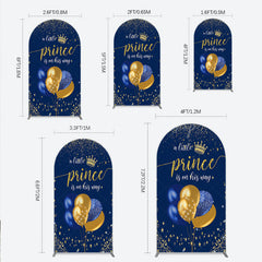 Lofaris A Little Prince is on His Way Arch Backdrop Royal Blue and Gold Balloons Boy Baby Shower Party Decor