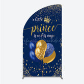 Lofaris A Little Prince is on His Way Half Moon Arch Backdrop Royal Blue and Gold Balloons Boy Baby Shower Party Decor