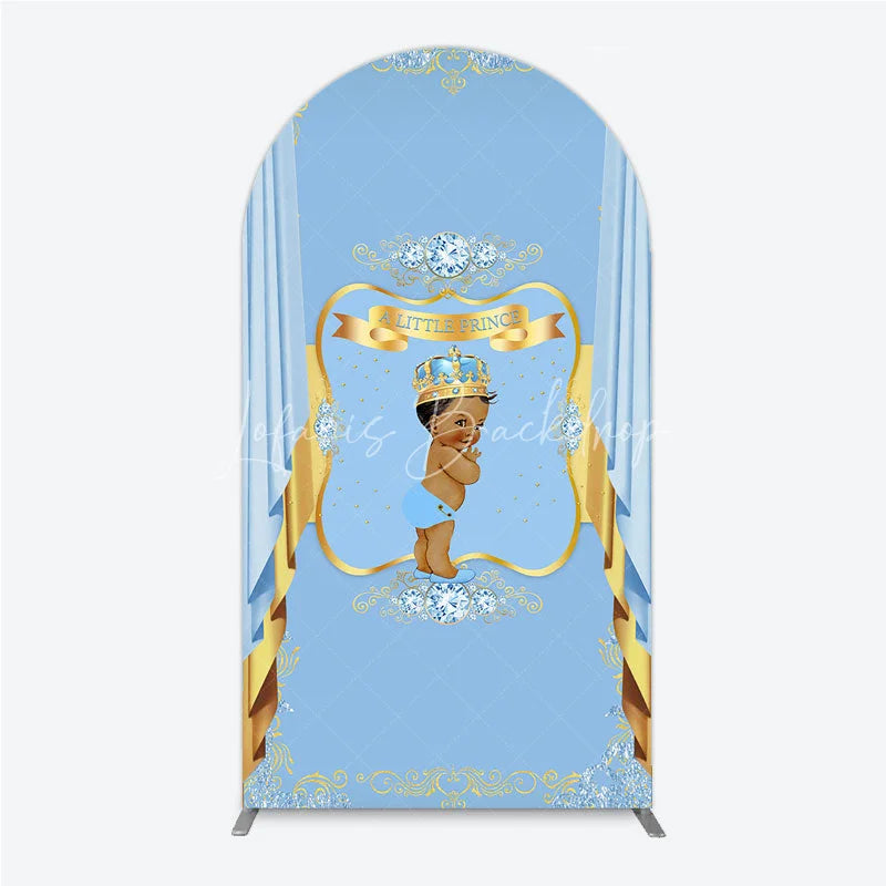 Lofaris A Little Prince Royal Blue Baby Shower Arch Backdrop Diamond and Gold Crown Party Cover