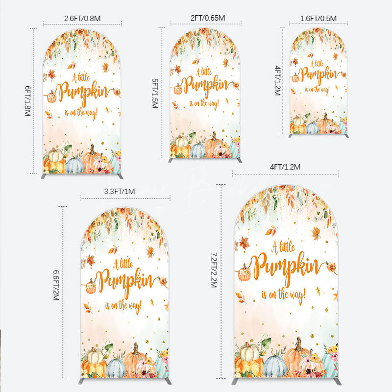 Lofaris A Little Pumpkin is on the Way Arch Backdrop Autumn Watercolor Floral Fall Baby Shower Party Decor