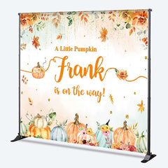 Lofaris A Little Pumpkin is on the Way Custom Backdrop Autumn Floral with Gold Glitter Fall Themed Baby Shower Decor