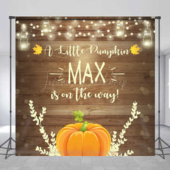 Lofaris A Little Pumpkin Is On The Way Custom Backdrop Rustic Wood and Fall Themed Baby Shower Banner Decor