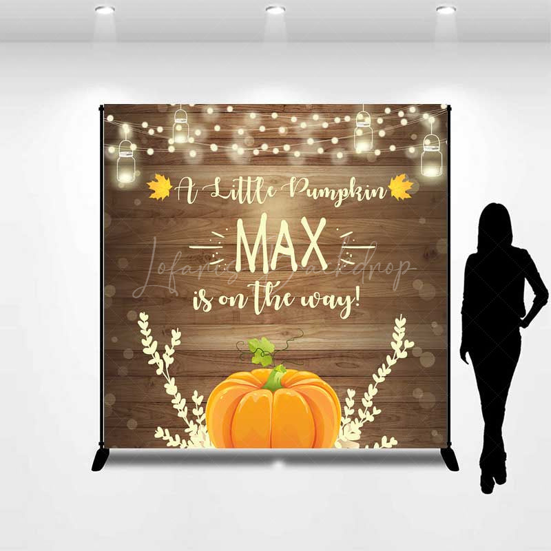 Lofaris A Little Pumpkin Is On The Way Custom Backdrop Rustic Wood and Fall Themed Baby Shower Banner Decor