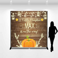 Lofaris A Little Pumpkin Is On The Way Custom Backdrop Rustic Wood and Fall Themed Baby Shower Banner Decor