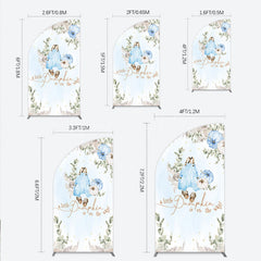 Lofaris A Little Pumpkin is on the Way Half Moon Arch Backdrop Boho Baby Shower Decor with Pampas Grass Blue Overalls Theme for Boy