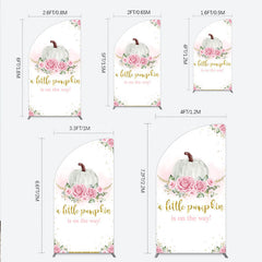 Lofaris A Little Pumpkin is on the Way Half Moon Arch Backdrop Pink Floral and Gold Glitter Girl Baby Shower Party Decor