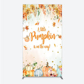 Lofaris A Little Pumpkin is on the Way Rectangle Backdrop Autumn Watercolor Floral Fall Baby Shower Party Decor