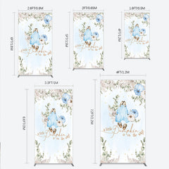 Lofaris A Little Pumpkin is on the Way Rectangle Backdrop Boho Baby Shower Decor with Pampas Grass Blue Overalls Theme for Boy