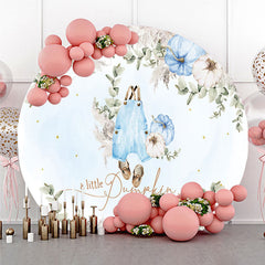 Lofaris A Little Pumpkin is on the Way Round Backdrop Blue and White Decor Boho Boy Baby Shower Photo Prop