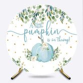 Lofaris A Little Pumpkin is on the Way Round Backdrop Blue and Eucalyptus Boys Rustic Baby Shower Photo Prop