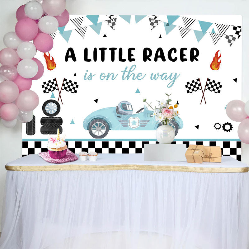 Lofaris A Little Racer Is On The Way Baby Shower Backdrop