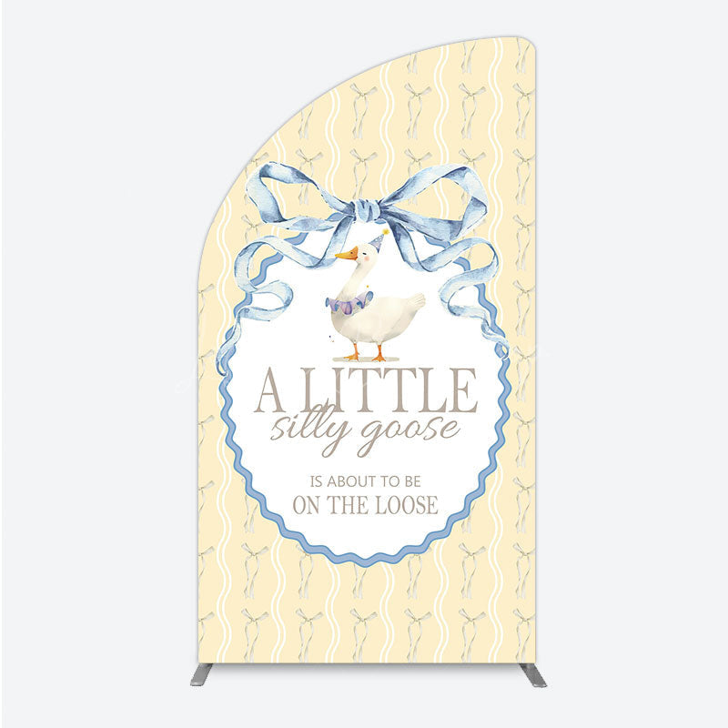 Lofaris A Little Silly Goose is on the Loose Half Moon Arch Backdrop Watercolor Animal Theme Gender Neutral Baby Shower Decor