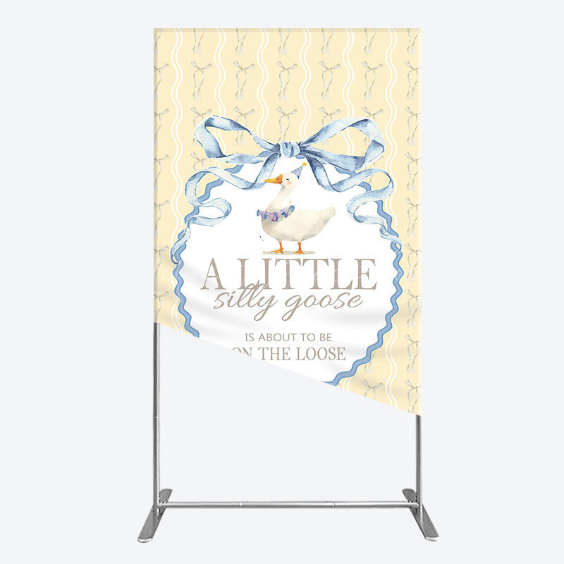 Lofaris A Little Silly Goose is on the Loose Rectangle Backdrop Watercolor Animal Theme Gender Neutral Baby Shower Decor