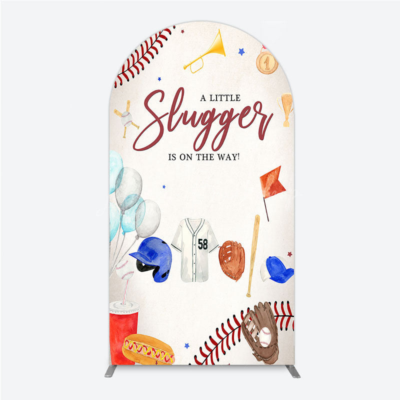 Lofaris A Little Slugger is on the Way Arch Backdrop Baseball Themed Baby Shower Rookie of The Year Party Photo Prop