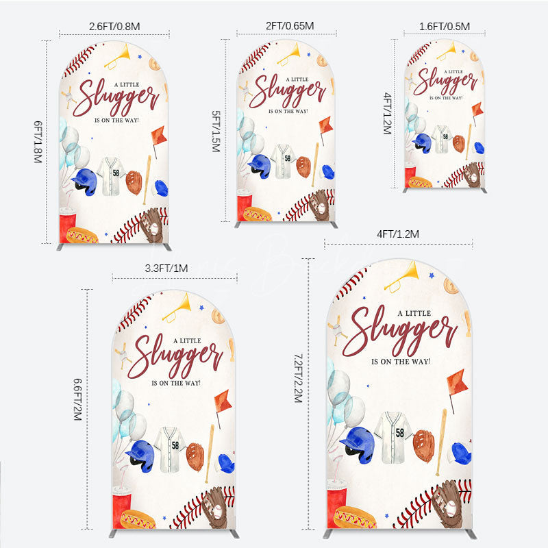 Lofaris A Little Slugger is on the Way Arch Backdrop Baseball Themed Baby Shower Rookie of The Year Party Photo Prop