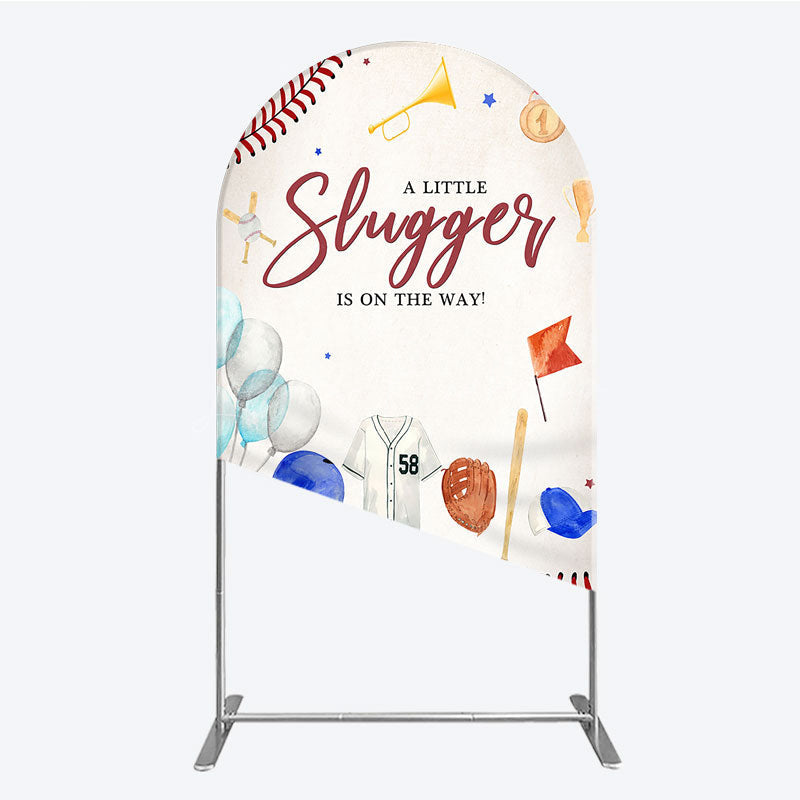 Lofaris A Little Slugger is on the Way Arch Backdrop Baseball Themed Baby Shower Rookie of The Year Party Photo Prop