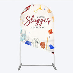 Lofaris A Little Slugger is on the Way Arch Backdrop Baseball Themed Baby Shower Rookie of The Year Party Photo Prop