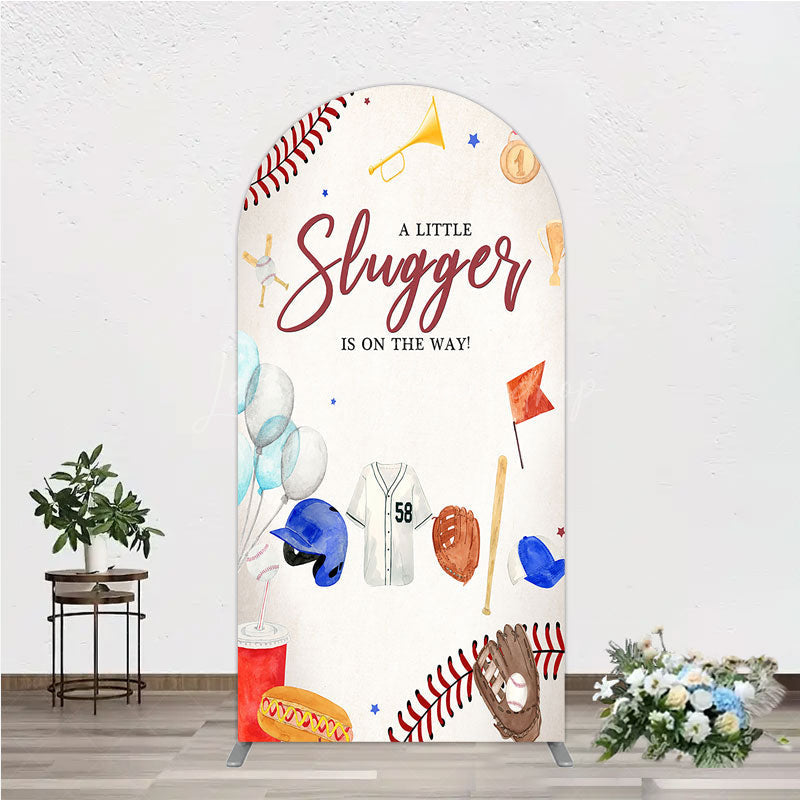 Lofaris A Little Slugger is on the Way Arch Backdrop Baseball Themed Baby Shower Rookie of The Year Party Photo Prop
