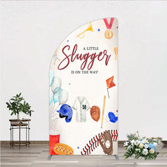 Lofaris A Little Slugger is on the Way Half Moon Arch Backdrop Baseball Themed Baby Shower Rookie of The Year Party Photo Prop