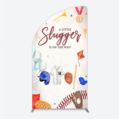 Lofaris A Little Slugger is on the Way Half Moon Arch Backdrop Baseball Themed Baby Shower Rookie of The Year Party Photo Prop