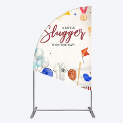 Lofaris A Little Slugger is on the Way Half Moon Arch Backdrop Baseball Themed Baby Shower Rookie of The Year Party Photo Prop