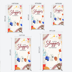 Lofaris A Little Slugger is on the Way Rectangle Backdrop Baseball Themed Baby Shower Rookie of The Year Party Photo Prop