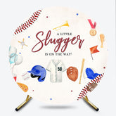 Lofaris A Little Slugger is on the Way Round Backdrop Baseball Themed Baby Shower Rookie of The Year Party Photo Prop