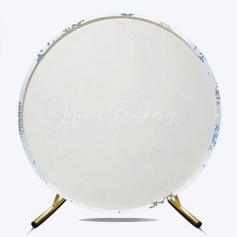 Lofaris A Little Snowflake Is On The Way Round Backdrop Winter Blue Baby Shower Decor