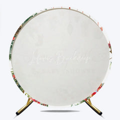 Lofaris A Merry Little Baby Shower Round Backdrop Christmas Teddy Bear Holiday Xmas Tree Party Decor for Winter