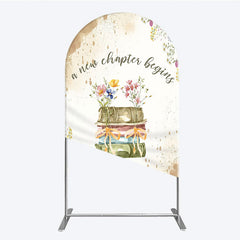 Lofaris A New Chapter Begins Baby Shower Arch Backdrop Watercolor Books and Wildflowers Book Themed Welcome Sign Decor