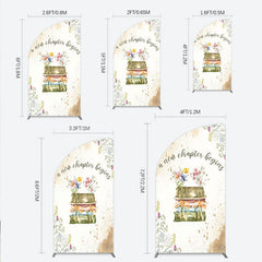 Lofaris A New Chapter Begins Baby Shower Half Moon Arch Backdrop Watercolor Books and Wildflowers Book Themed Welcome Sign Decor