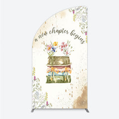Lofaris A New Chapter Begins Baby Shower Half Moon Arch Backdrop Watercolor Books and Wildflowers Book Themed Welcome Sign Decor