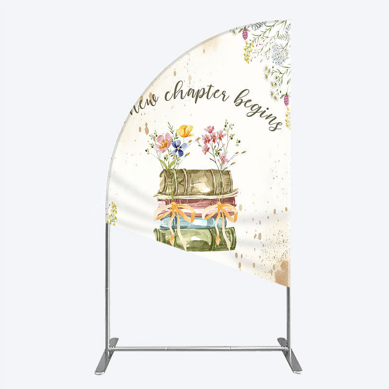 Lofaris A New Chapter Begins Baby Shower Half Moon Arch Backdrop Watercolor Books and Wildflowers Book Themed Welcome Sign Decor