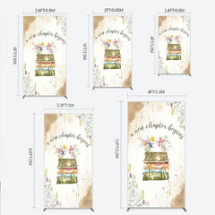 Lofaris A New Chapter Begins Baby Shower Rectangle Backdrop Watercolor Books and Wildflowers Book Themed Welcome Sign Decor