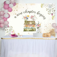 Lofaris A New Chapter Begins Books Floral Birthday Backdrop