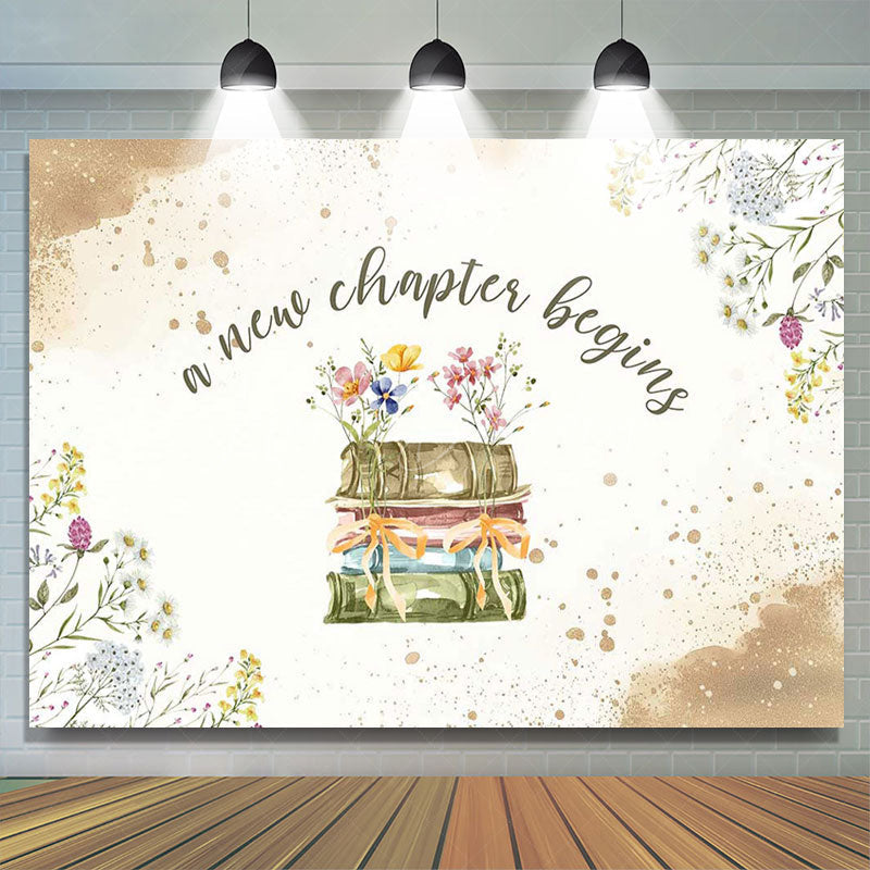 Lofaris A New Chapter Begins Books Floral Birthday Backdrop