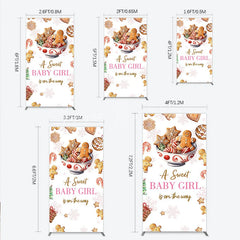 Lofaris A Sweet Baby Girl is on the Way Rectangle Backdrop Christmas Gingerbread Cookie Winter Holiday Shower Decor