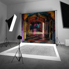 Lofaris Abandoned Funhouse Hallway Photography Backdrop Colorful Graffiti for Grungy Photos Carnival Themed Studio