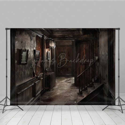 Lofaris Abandoned Haunted Mansion Photography Backdrop Derelict Hallway for Horror Photos Spooky House Interior Studio