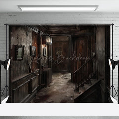 Lofaris Abandoned Haunted Mansion Photography Backdrop Derelict Hallway for Horror Photos Spooky House Interior Studio