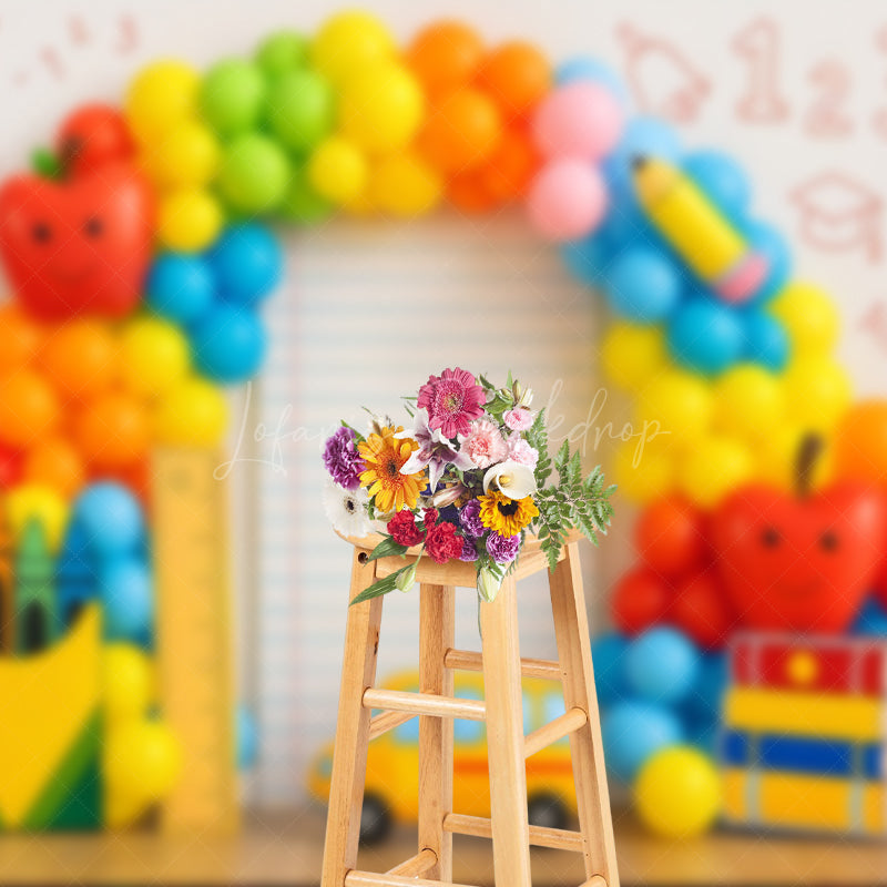 Lofaris ABC Back To School Balloon Arched Photo Backdrop
