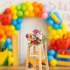 Lofaris ABC Back To School Balloon Arched Photo Backdrop
