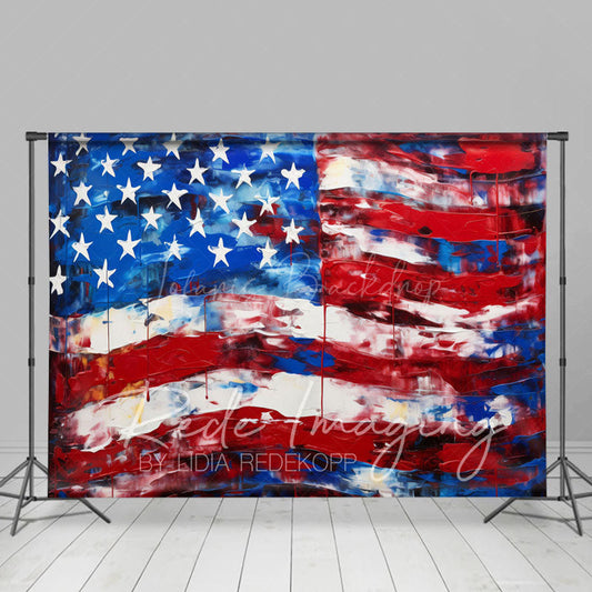 Lofaris Abstract American Flag Independence Day Photo Backdrop