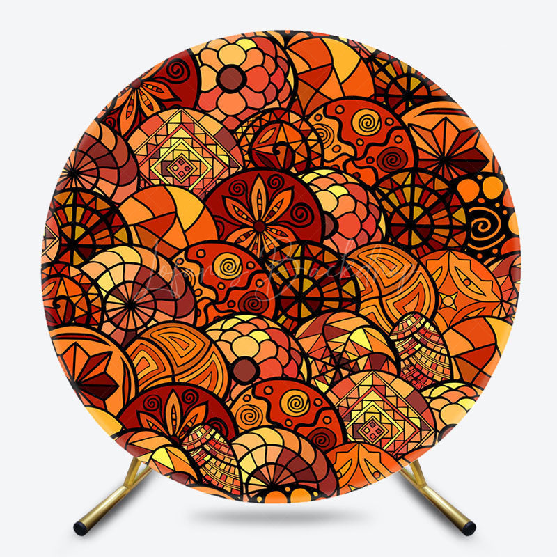 Lofaris Abstract Autumn Mandala Round Ethiopian Backdrop