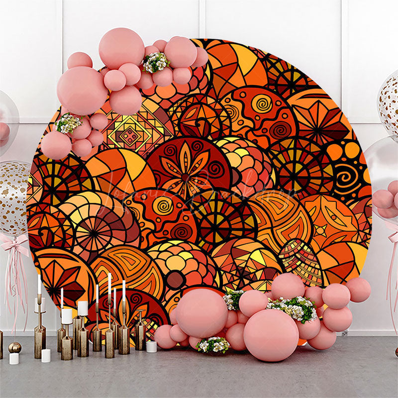 Lofaris Abstract Autumn Mandala Round Ethiopian Backdrop